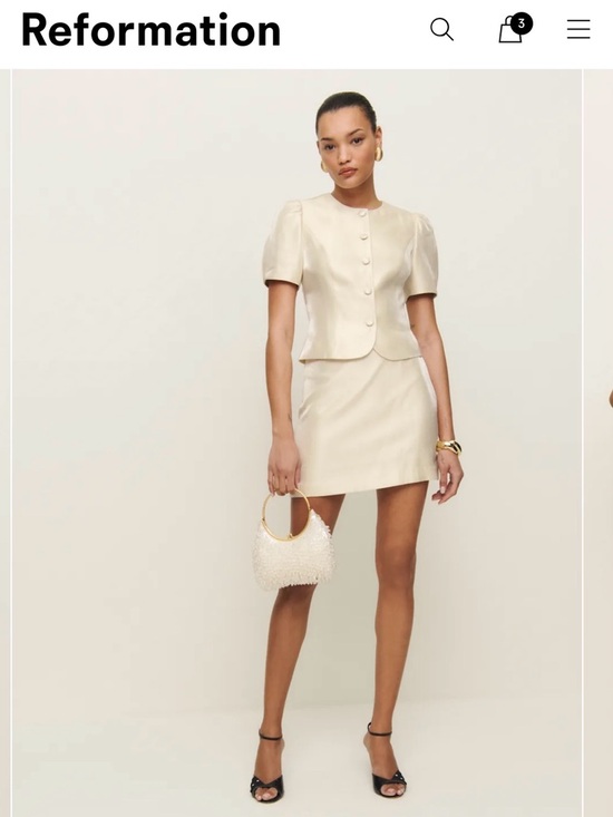 Reformation Dresses & Skirts - Reformation Mika Two Piece, Cream Mini Skirt - Neutral Satin Finish